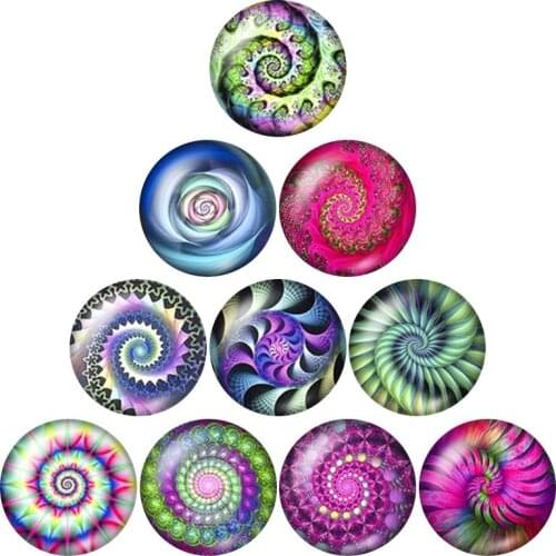 Beauty Colorful Rotating Pattern10pcs mixed 12mm/16mm/18mm/25mm Round photo glass cabochon demo flat back Making findings ZB0578