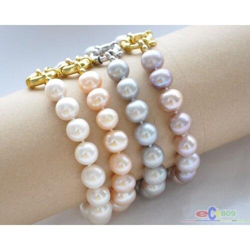 P4067 8" 11mm round freshwater cultured pearl bracelet