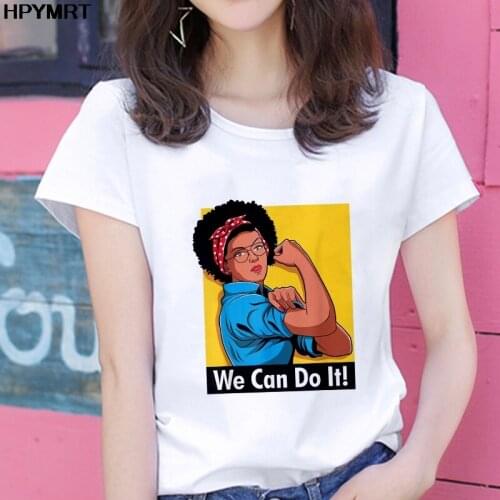 Summer T Shirt Fashion Women Harajuku T-Shirt Female We Can Do Print Short sleeve TShirts Tops Girls Graphic Tee Woman Clothing