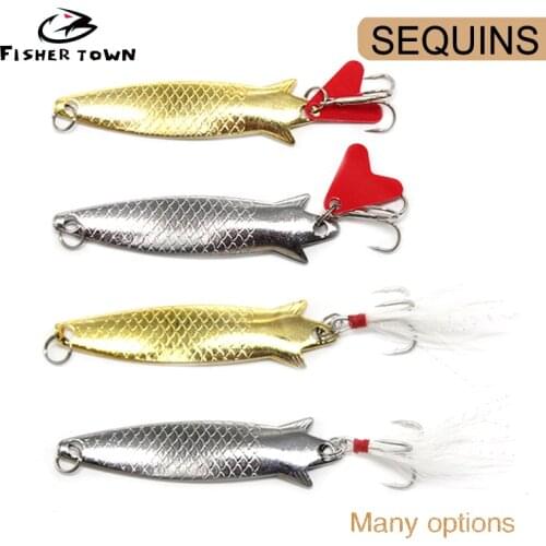 Metal Trout Spoon Fishing Lures 5.5g 4.5cm Pesca Wobbler Spinner Artificial Hard Baits Noise Paillette feather Bass Peche Isca