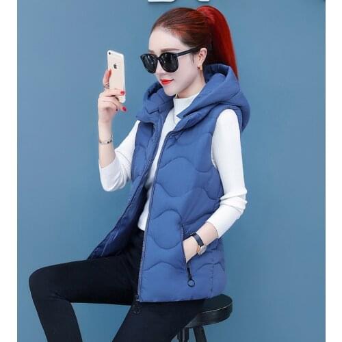 Fashion Women Short Vest Jacket Detachable Hooded Slim Cotton Sleeveless Outerwear Solid Casual Warm Vest Plus size Female Tops