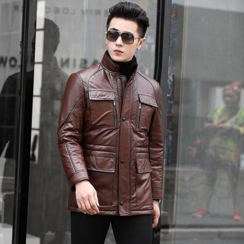 Genuine Leather Jacket Men Cow Leather Duck Down Winter Coat Men Real Mink Fur Collar Jacket for Mens Clothes 2020 SY51N YY913