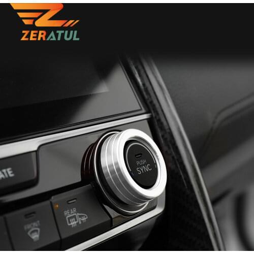 Zeratul Auto for Honda Civic 10th 2016-2019 2Pcs/Set Aluminum Alloy AC Switch Buttons Cover Air Condition Control Knob Ring Trim