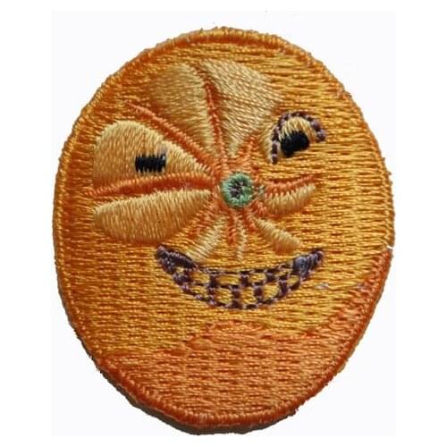 Orange Fruit Embroidery Patches Made by Twill with Heat Cut Edge and Iron On Backing Accept Custom MOQ 50pcs Free Shipping