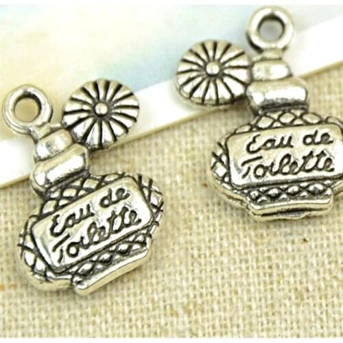 BULK 30 Eco-friendly Zinc Alloy Tibetan Silver Plated 3D Perfume Bottle Charms Paris Pendant for DIY Jewelry Making 17*15mm 1.9g