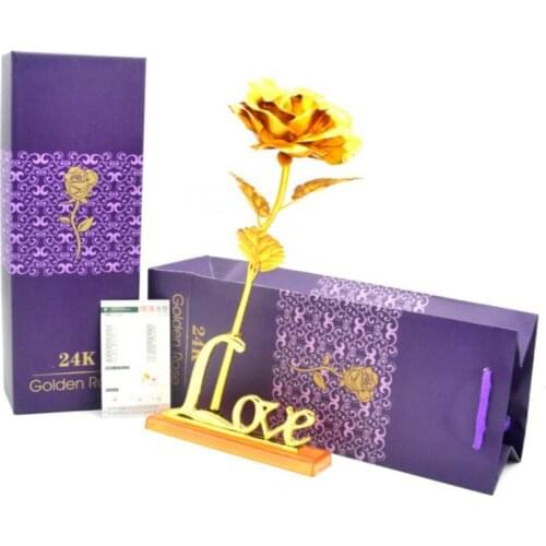 DROP SHIPPING 24k Gold Foil Plated Rose Wedding Decoration Golden Rose Gold Dipped artificiales artificial flower Personalized