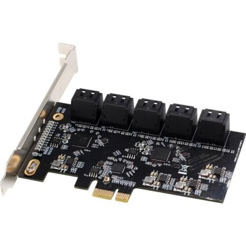 PCI-E 1X to SATA 3.0 Expansion Card 10 Full Speed Ports 6G Transfer Expansion JMS585 Hard Drive for Win7 / 8/10 / Linux