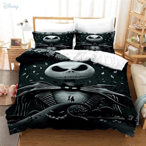 Popular Black The Nightmare Before Christmas Cartoon Printed Duvet Cover Set with Pillowcase Comforter Bedding Sets Dropshipping