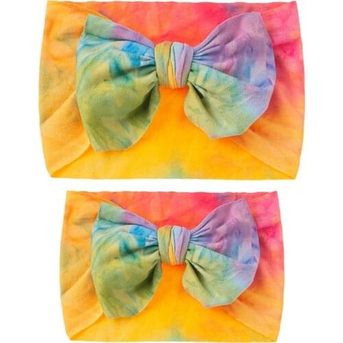 Tie Dyed Cloth Family Matching Hair Bands Accessories Adult Girls Headband with Big Bows Mother and Daughter Newborn Headwrap