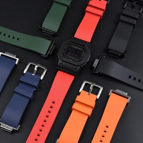 Rubber wristband for Casio small square fluororubber watchband dw-5600 gw-b5600 gw-m5610 watch strap modified Bracelet Wristband