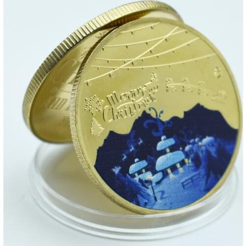 Merry Christmas Gold Plated Coins Collectibles US Coin Original Silver Coins Christmas Gift for Children Drop Shipping