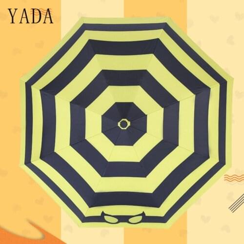 YADA Yellow Cartoon Magic Eye Stripe Umbrella Folding Automatic Umbrella For Women Men UV Rainy Glasses Design Umbrella YD151