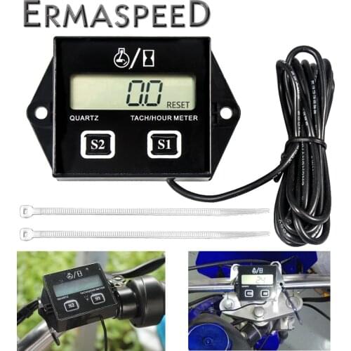 Motorcycle Hour Meter Tachometer Gauge Moto Boat LCD Digital Instrument Universal for Motorcycle Gasoline Engines Moto Boat