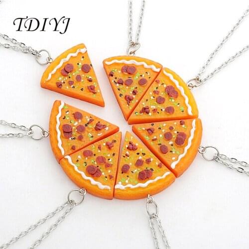 TDIYJ 1Pcs Pizza Pendant Necklace Best Friends Forever Necklace for Women Girl Children Friendship Jewelry Colar