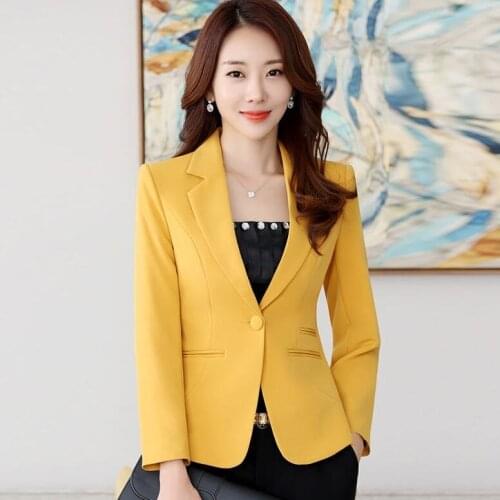 Oversize 4XL Vintage Double Breasted Office Ladies Business Blazer Long Sleeve Suit Coat Jacket Women Blazers Female Yellow