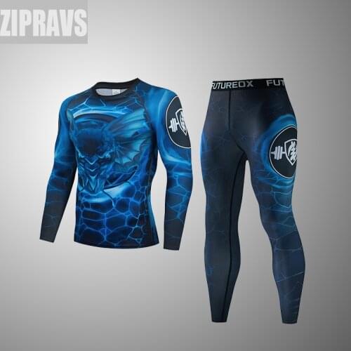 ZIPRAVS mens running suit gym leggings thermal underwear Spartan compression fitness MMA mens quick-drying leggings track suit
