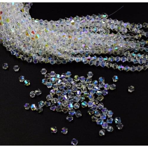 2/3/4/5/6/8MM Crystal Bicone Beads Glass Faceted Clear AB Plated Color Beads Chinese Beading Crafts Material Jewelry Wholesale