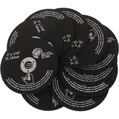 20Pcs 3Inch 75mm Cut Off Wheel Resin Cutting Disc Fiber Circular Saw Blades for Metal Cutting 75X1.6X10mm