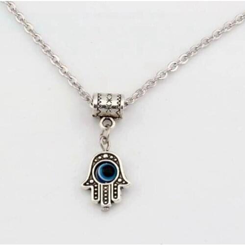 20pcs Fatima Hamsa Hand Turkish Blue Eye Necklace Charm Pendant Jewish Kabbalah XL11155D