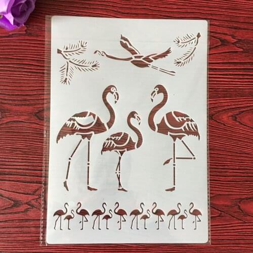 A4 Flamingo DIY Stencils Wall Painting Scrapbook Coloring Embossing Album Decorative Paper Card Template,wall 29 * 21cm