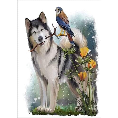 Dog Diamond Painting Malamute Diamond Painting Kits Full Coverage, Round Rhinestone DIY Tool Kit Art