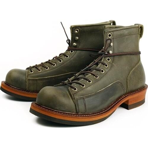 Handmade New Designer High Quality Men Casual Shoes Vintage Real Leather Ankle Boots Platform Boots Motorcycle Boots British