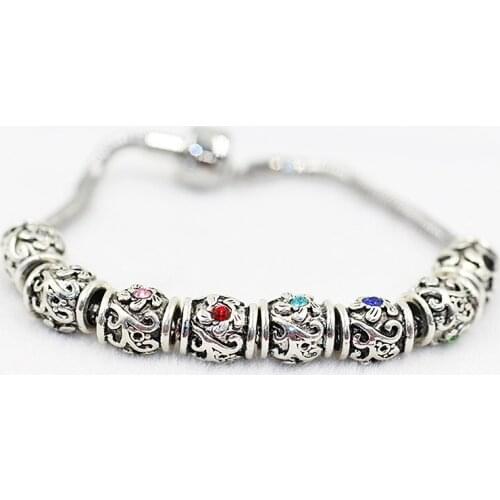 European Charm Zinc alloy Beads Drum Antique Silver FAITH Carved Bracelet accessories DIY point drill hole loose beads H101