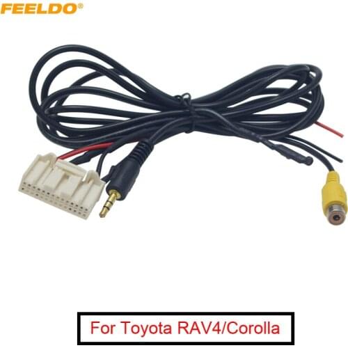 FEELDO Car AUX-IN Socket Radio Audio Cable With Micphone for Toyota RAV4/Reiz/Highlander/Corolla/Levin AUX Wire Adapter