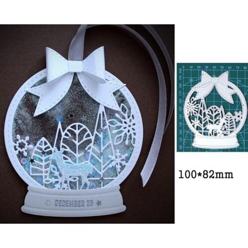 Crystal Ball Christmas Leaves Deer Metal Cutting Dies For Stamps Scrapbooking Stencils DIY Paper Album Cards Decor Embossing New