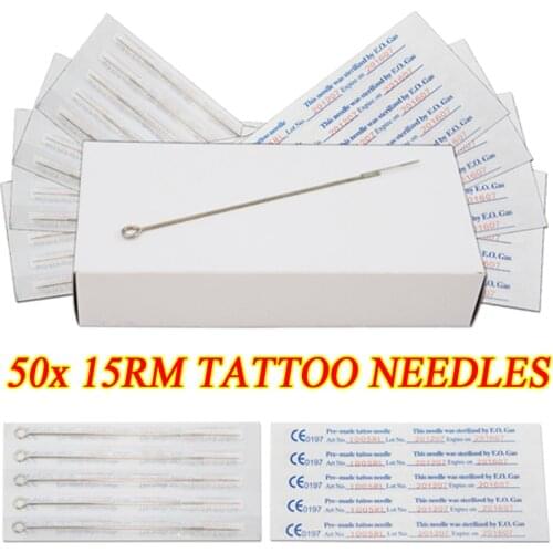 Box Of 50PCS 15RM Curved Round Magnum Sterile Disposable Tattoo Needles Supply -- 1215RM