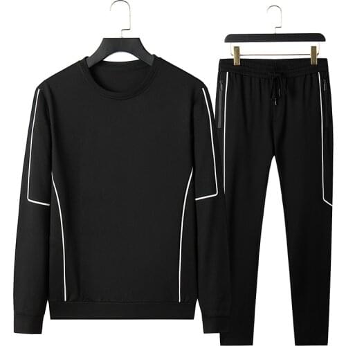 Man Tracksuit Sportswear Set Spring Autumn Suit 2 Pieces Sweatshirt + Pants Mens Slim Fit Clothing Asian Size