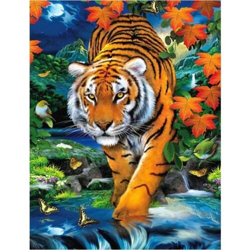 Square Diamond Paiting Animal Tiger 5D Diamond Painting Needlework Diamond Embroidery Rhinestones Painting Waterfall