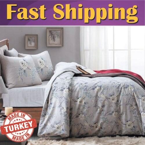 Mathilde Flannel Double Size Duvet Cover Set Beige 100% Cotton Four Seasons Set Bedroom linens Bed Cover blanket cotton Cover Made in TURKEY Bed Sheet Duvet Cover Sets Ranforce Bedding Sets