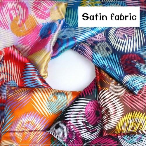 Soft Satin Printed Fabric Shell-shaped Clothing Pajamas Scarf Bag Gift Box Lining Diy Decorative Fabric Cloth by the Meter