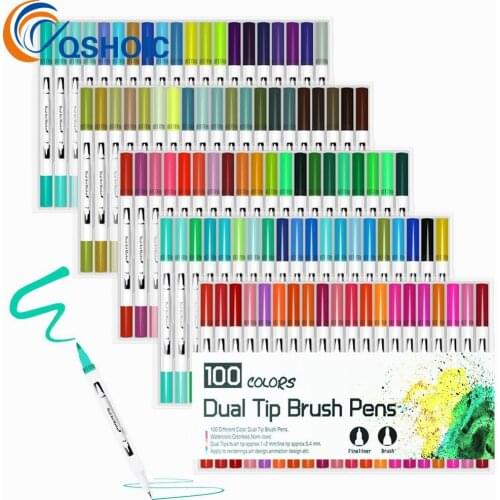 Soft Brush Marker For Drawing Painting 24/48/100/120 Colors Set Watercolors Pen for School brush marker set for Art Supplies