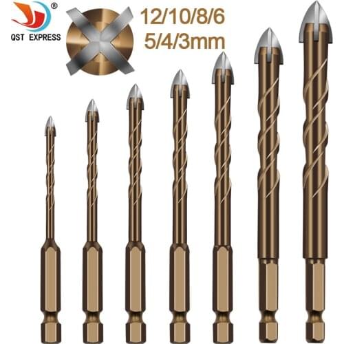 Cross Hexagonal Ceramic Tile Tips Glass Cement Opener Hole Triangle Alloy Drill Size 3mm 4mm 5mm 6mm 8mm 10mm 12mm