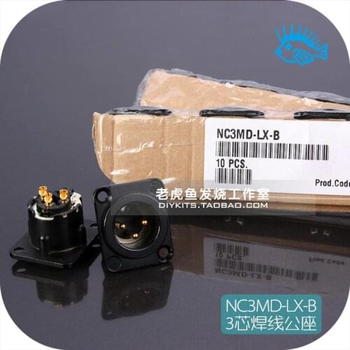 Neutrik NC3MD-LX-B black gold-plated balanced three-core XLR XLR male socket