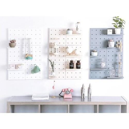 Shelf Hole Board Storage Rack Partition No Drilling Pink Color Wall Hanging