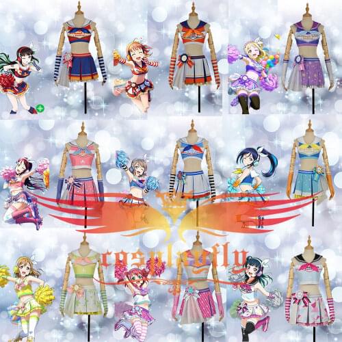 LoveLive!SunShine!! Aqours Hanamaru Kanan Ruby Yoshiko Riko Chika Dia Watanabe Mari Cheerleaders Awakening Cosplay Costume Stock