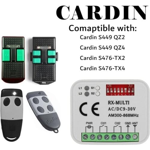 433.92MHz 433MHz receiver for Cardin S449 Rolling Code Cardin S476 Fixed code Remote control for CARDIN garage door gate