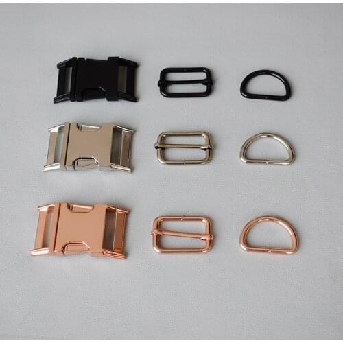 1 set 30mm Metal side release buckles D rings sliders for paracord dog cat collar buckles DIY sewing accessories
