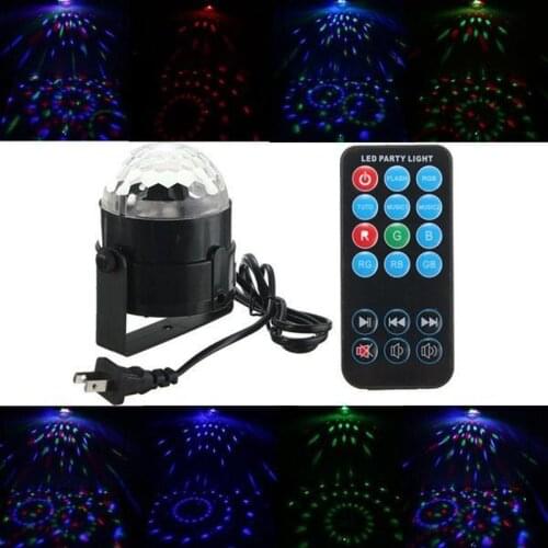 Remote Voice Control LED Mini Crystal Magic Ball Lamp US EU AU UK Plug Colorful Revolving Stage Laser Light KTV Bar Lighting