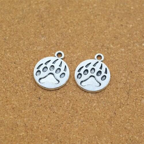 RONGQING 100pcs/lot Round Bear Paw Charms 18x15x1.5mm Round Charms for Handmade Jewelry Supplier