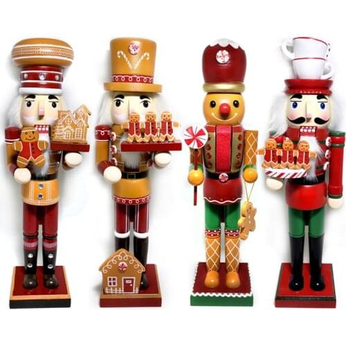 35cm Christmas gingerbread nutcracker soldier puppet Christmas wood carving painted nutcracker children Christmas gift toy ht181