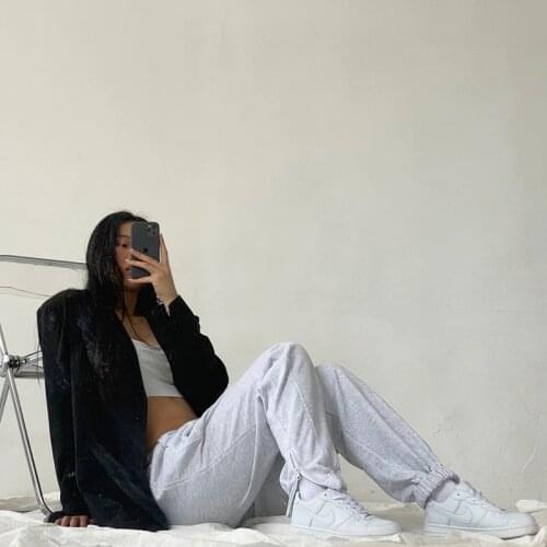 Loose Gray Jogging Sweatpants Women Korean Fashion Leg zipper Wide Hip Hop Sports Pants Oversize Trousers Female Streetwear New