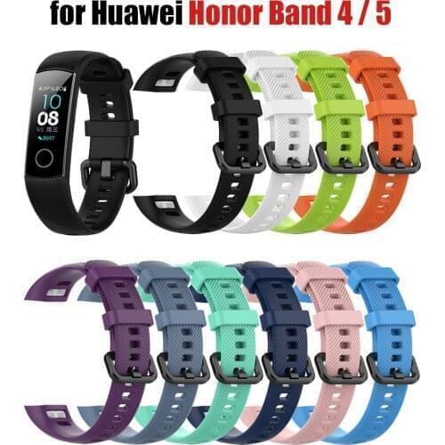 Silicone Strap for Huawei Honor Band 4 / HonorBand 5 Bracelet Solid Color band4 band5 Watchbands Wristbands Replacement Bands