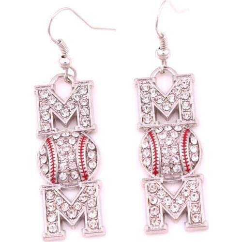 Sport Earrings Rhinestone MOM Baseball Earrings Earbob Sport Jewelry For Ball Sports Competition 12Pair