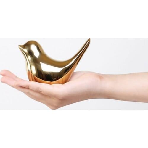 Lucky Golden Bird Figurines Modern Ceramic Bird Statues Animal Sculpture Home Decoration Crafts Gold Ceramic prop Wedding Gifts