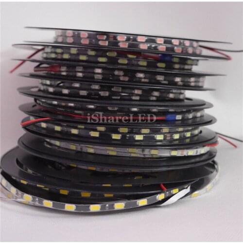 Fast shipping 50M 5mm 5730 SMD LED Strip 60LEDs/m Black PCB Warm White Pink Ice Blue RED Green IP66 Waterproof Light Strip 12V
