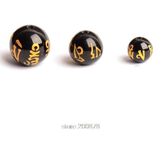 TSB0514 Tibet Mantras Loose beads Black Carnelian Round beads 10/12/14/16/18mm 10 beads lot OM MANI PAD ME HUM